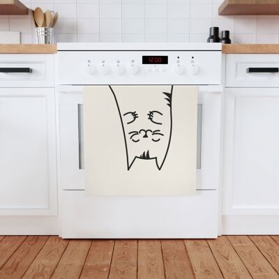 Katze Baumwoll-Geschirrtuch, 50 x 70 cm, Bio-Baumwolle, umweltfreundlich Katzen-Küchenhandtuch, Handtuch mit Kätzchen