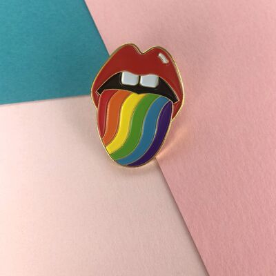 Enamel pin lips & rainbow tongue