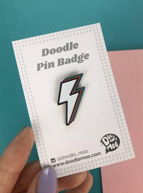 Lightning bolt enamel pin; you rock!