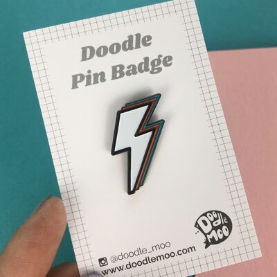 Lightning bolt enamel pin; you rock!