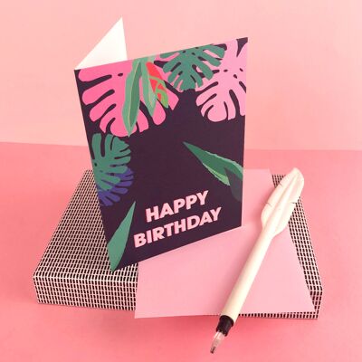 Happy birthday tropical greeting card