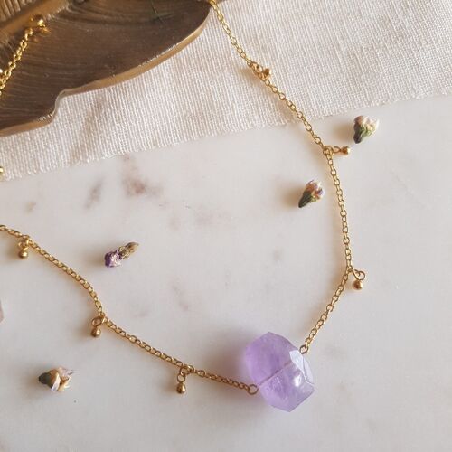 Collier lila ametrine pampilles