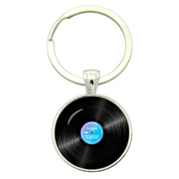 Porte-clés Disque Vinyle - Noir Et Bleu 1