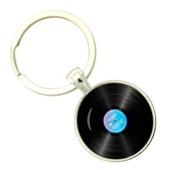 Porte-clés Disque Vinyle - Noir Et Bleu 2