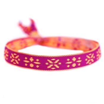 Bracelet tissé aztèque violet 3