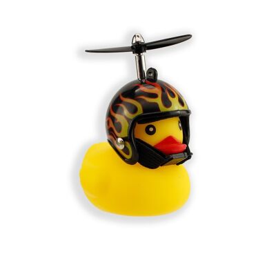 Bicycle rubber ducky with helmet | flame helm