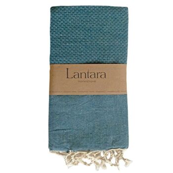 Hamamdoek Fouta Honingraat - Bleu Pétrole - 100x200cm 1