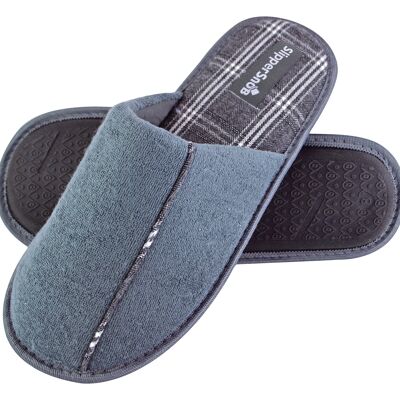 Slipper Snob - Zapatillas de interior para hombre sin cordones | Suela lisa a cuadros | Espuma de memoria