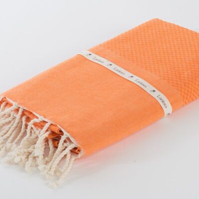 Asciugamano Hammam Fouta Honeycomb - Arancio - 100x200cm