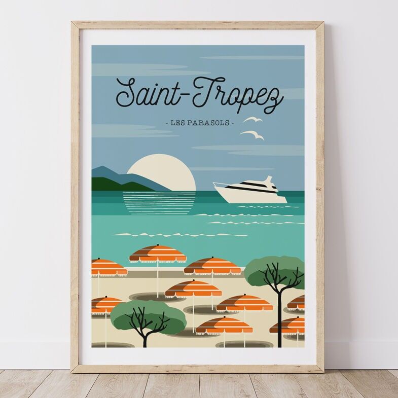 Affiche SAINT-TROPEZ  - Les Parasols