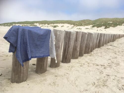 Hammam Towel Fouta Honeycomb Stripes - Dark Blue - 100x200cm