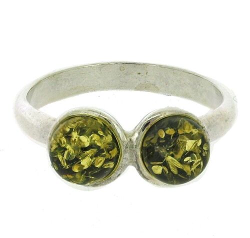 Green Amber Double Round Size L Ring with Presentation Box