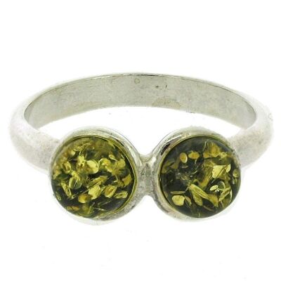 Anello doppio tondo taglia N verde ambra con scatola di presentazione