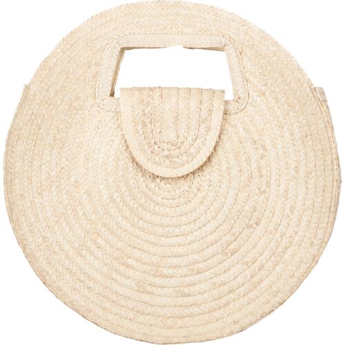 Petit panier rond en paille naturelle Beige