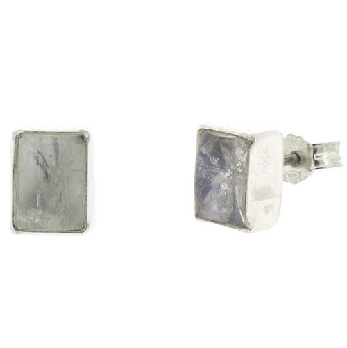 Moonstone Cabochon Rectangle Stud Earrings with Presentation Box