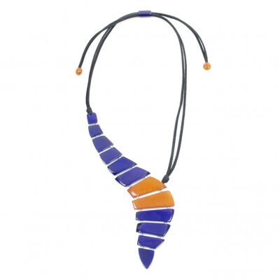 Collier ATLAS Orange Cuit/Bleu Violacé