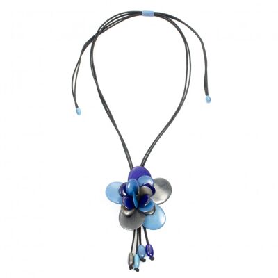 Collier FLOR Gris Charbon/Bleu Céleste/Bleu Violacé