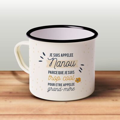 Tasse nanou | mug émaillé rétro en métal | cadeau original pour grand-mère cool | annonce grossesse