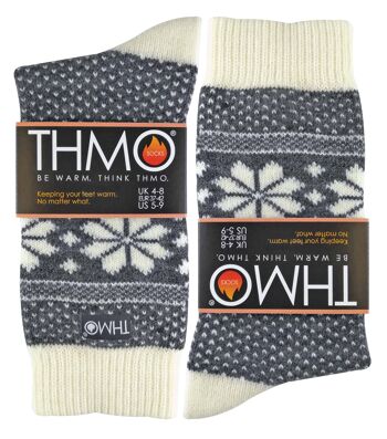 THMO - Chaussettes d'hiver en mélange de laine style nordique vintage pour femmes (40-THLFR-GYCR) (4-8 UK) 2