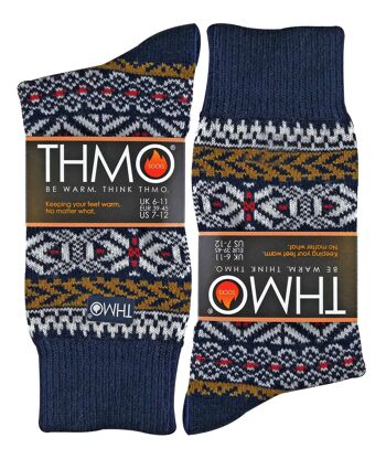 THMO - Chaussettes en mélange de laine thermique épaisse de style nordique vintage pour hommes 4