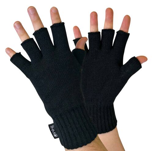 THMO - Mens Black 3M Thinsulate Insulation Lined Fingerless Gloves