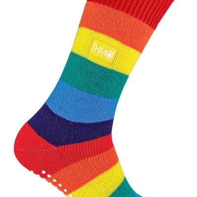 THMO - Mens & Ladies Warm Thermal Non Slip Rainbow Socks for Winter