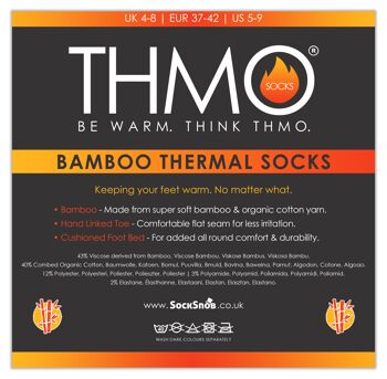 Chaussettes thermiques en bambou pour l'hiver | THMO | Tailles hommes et femmes | Chaussettes épaisses et chaudes en bambou 2