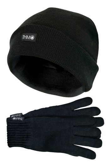 Ensemble bonnet et gants Thinsulate pour homme | THMO | Bonnet et gants tricotés en acrylique pour l'hiver 1