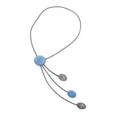 Collier LAYKA Gris Charbon/Bleu Céleste