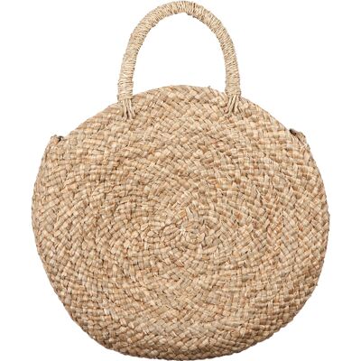 Small round basket in natural straw