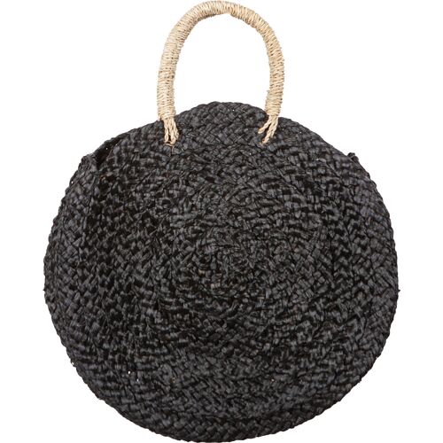 Petit panier rond en paille noir