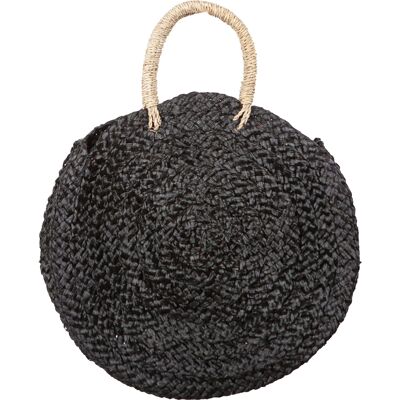 Small round black straw basket