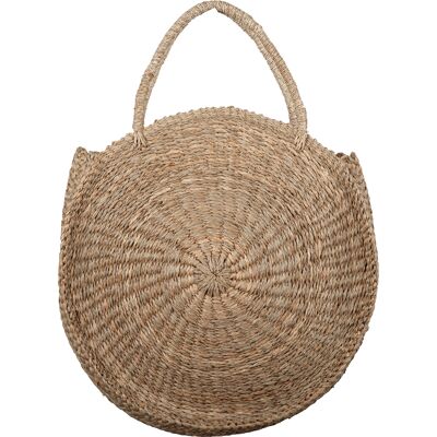 Large round natural straw basket