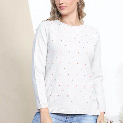 Pull beige à pois