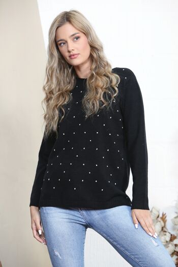 Pull noir à pois 1