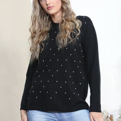 Pull noir à pois