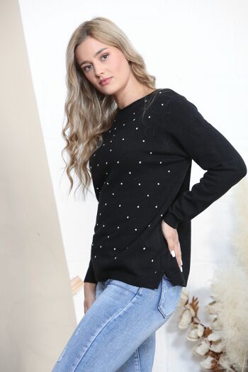 Pull noir à pois 2