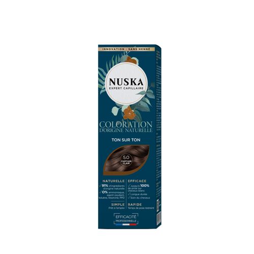 Coloration naturelle ton sur ton N°5 châtain clair Nuska 80 ml