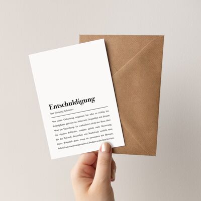 Apology Card with Envelope: Apology Definition