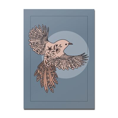 Postkarte Kanarienvogel orange