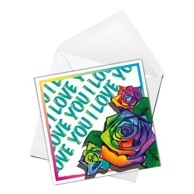 Rainbow Roses Greeting Card