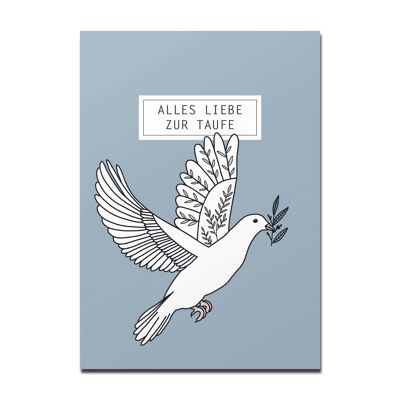 Carte postale colombe, joyeux baptême
