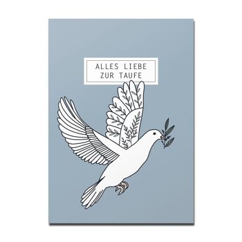 Carte postale colombe, joyeux baptême 1