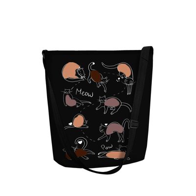 Borsa A Tracolla Cat Game En Feltro Antracite Della Linea Funky Bertoni