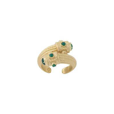 Bague COLLECTION CONSTANCE OLYMPIA Agate verte plaqué