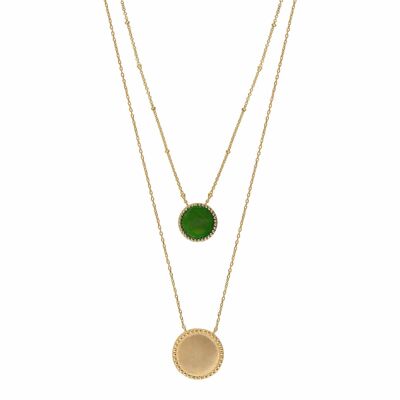 Collier COLLECTION CONSTANCE HERA émail vert plaqué or