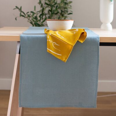 Linen Table Runner - Duck Egg Blue