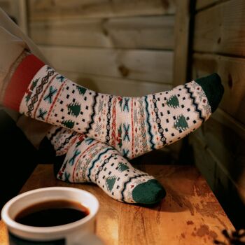 Chaussette nordique confortable et chaude pour l'hiver en laine naturelle, cadeau parfait pour Noël pour maman et papa (Inga) 3