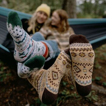 Chaussette nordique confortable et chaude pour l'hiver en laine naturelle, cadeau parfait pour Noël pour maman et papa (Inga) 5