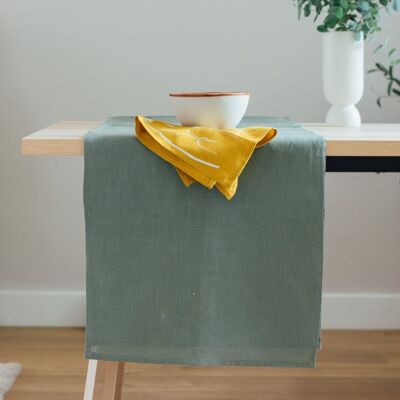 Linen Table Runner In Sage Green